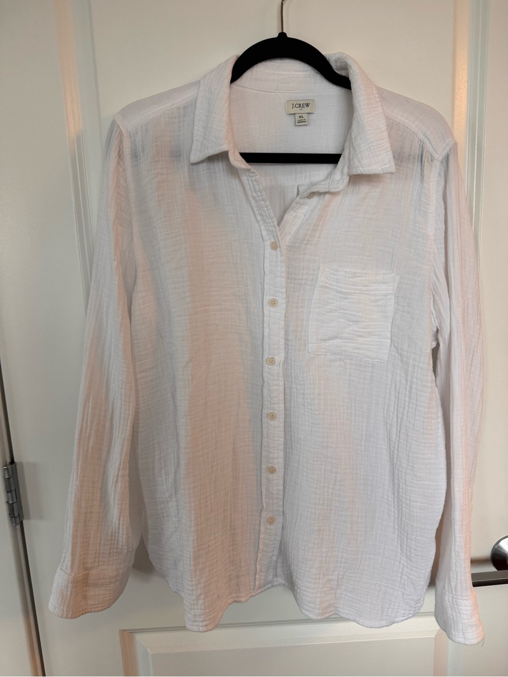 J. Crew gauzey White Lightweight Button-Down Pocket Shirt